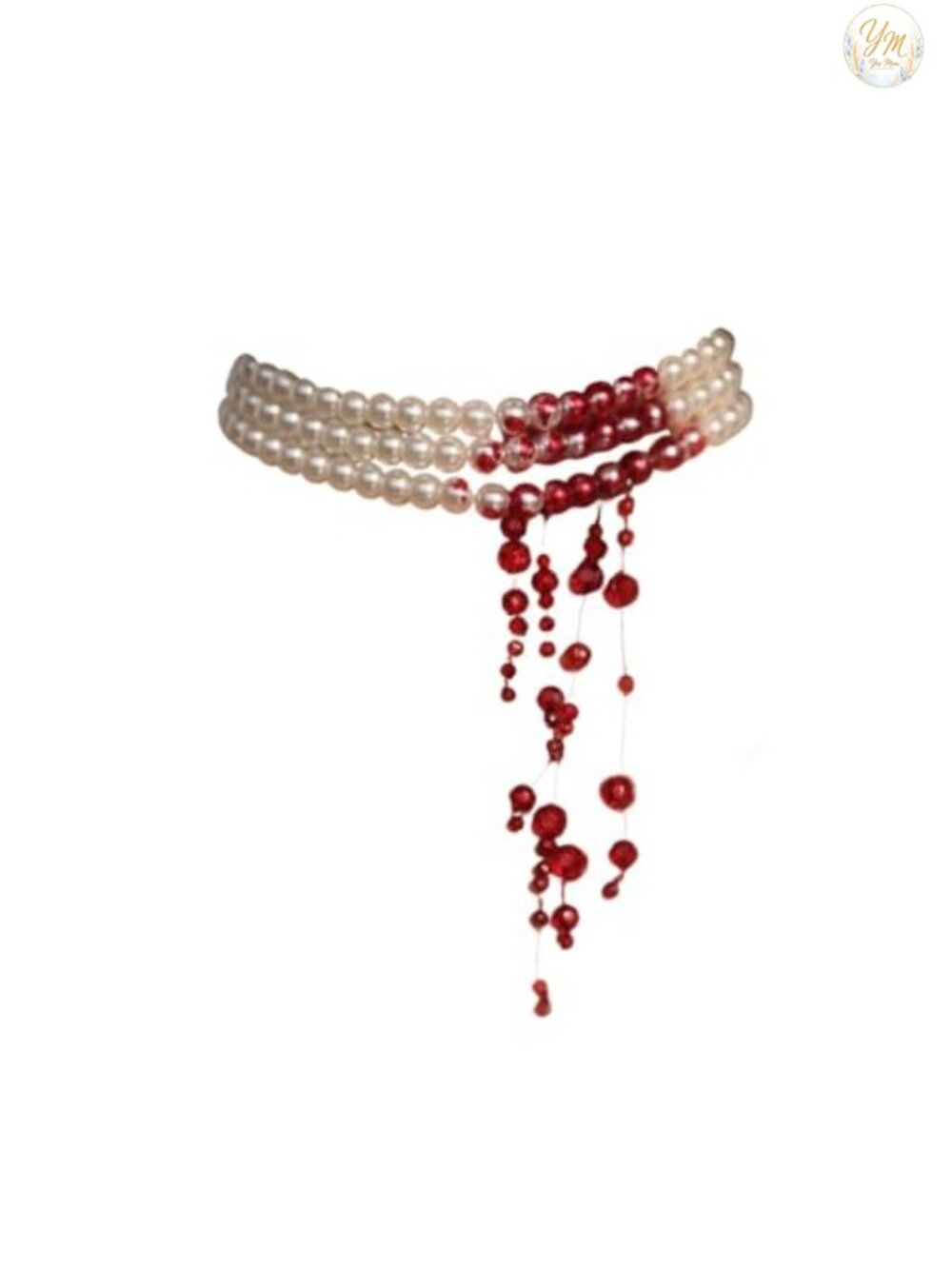 Dripping Blood Choker Imitation Pearls Necklace Gothic Vampire Costume